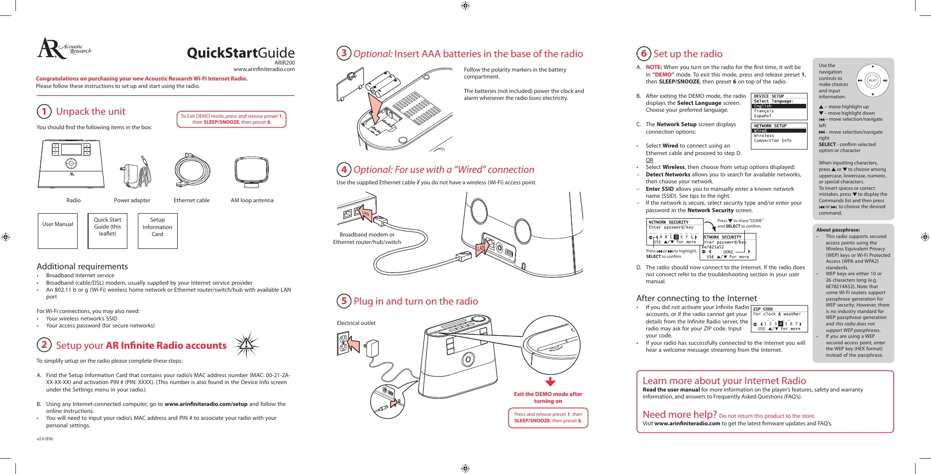 Acoustic Research ARIR200 User Manual | 2 pages