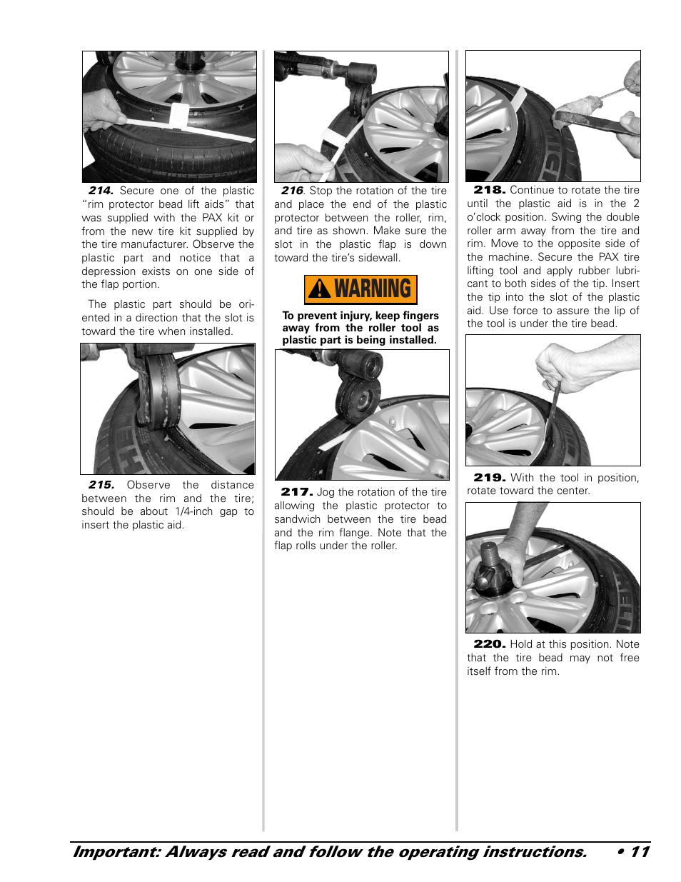 Warning | COATS 9024 E-PAX and 9024E PAX Adapter User Manual | Page 11 / 24