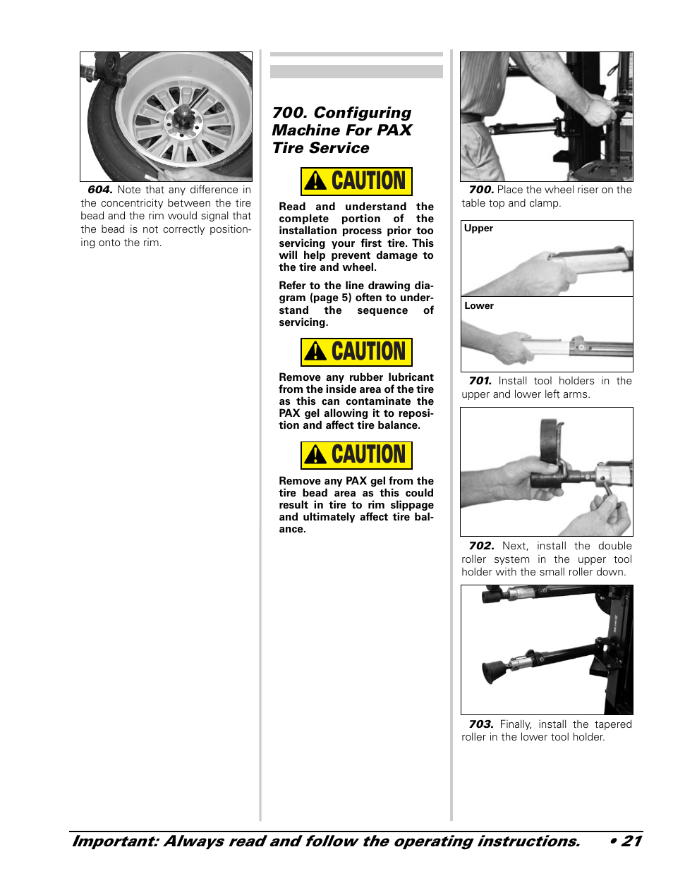 Caution | COATS 9024 E-PAX and 9024E PAX Adapter User Manual | Page 21 / 24