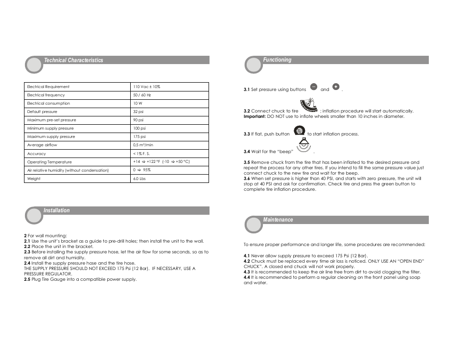 COATS Air-Check Automatic Tire Gauge User Manual | 2 pages