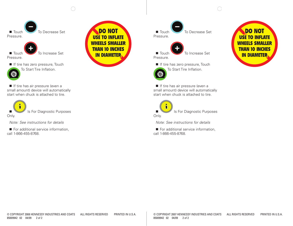 COATS Air-Check Warning Card User Manual | Page 2 / 2