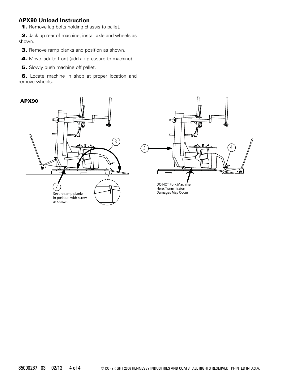 COATS APX Tire Changer Series Unloading Procedures User Manual | Page 4 / 4
