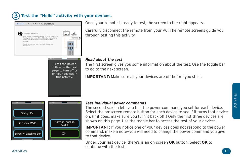 Test the “hello” activity with your devices | Acoustic Research ARRX15G User Manual | Page 17 / 48