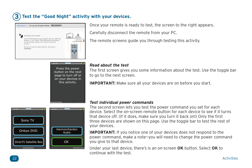 Test the “good night” activity with your devices | Acoustic Research ARRX15G User Manual | Page 22 / 48