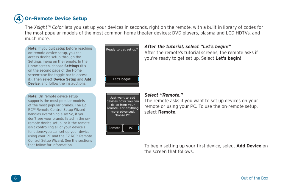 On-remote device setup | Acoustic Research ARRX15G User Manual | Page 6 / 48