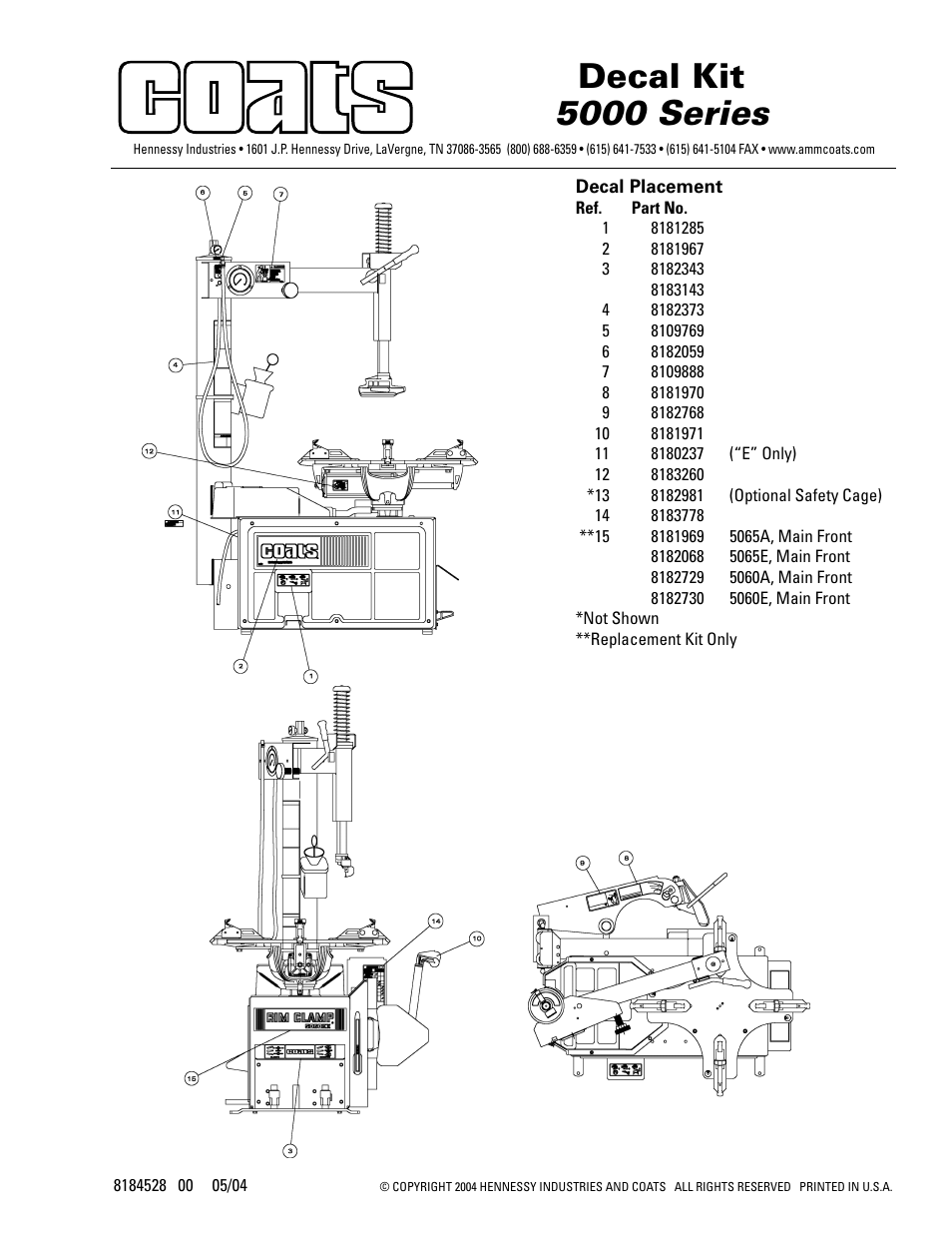 COATS Decal Kit Instructions for 5000 Series User Manual | 1 page