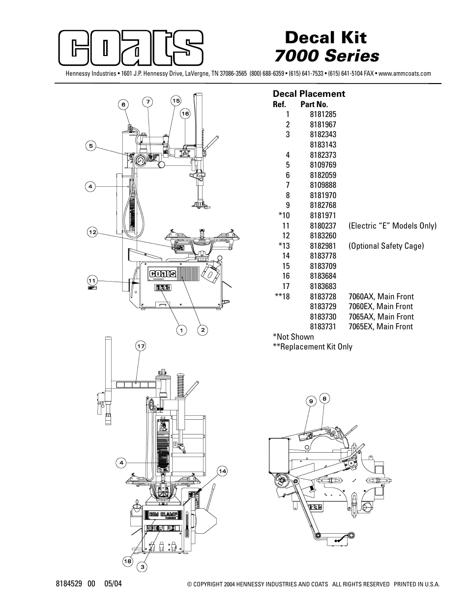 COATS Decal Kit Instructions for 7000 Series User Manual | 1 page