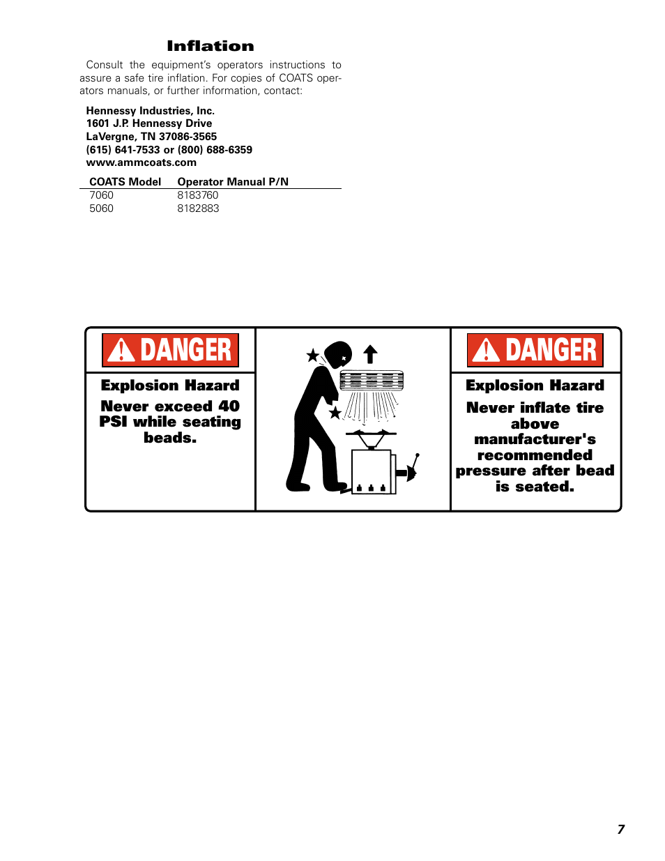 Danger | COATS Demounting & Mounting Toyota Tire/Wheel User Manual | Page 7 / 8