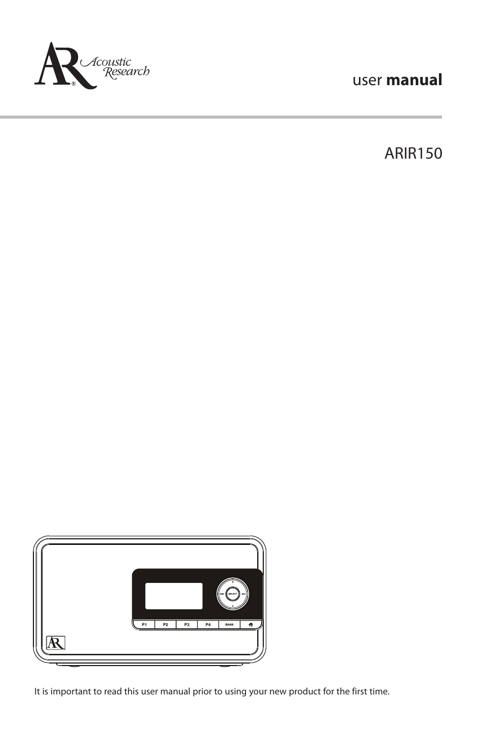 Acoustic Research ARIR150 User Manual | 28 pages