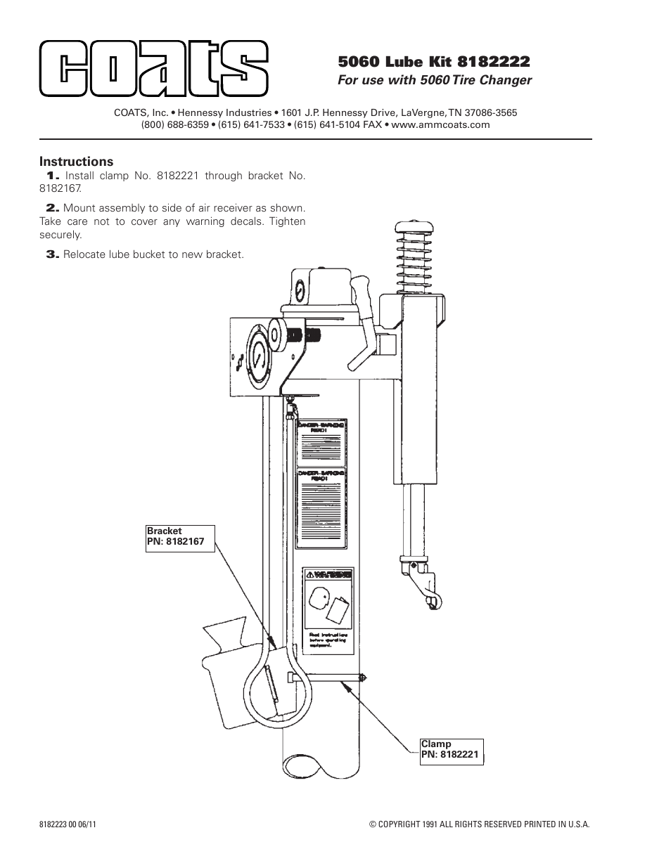 COATS Kit 8182222 Lube Kit User Manual | 1 page