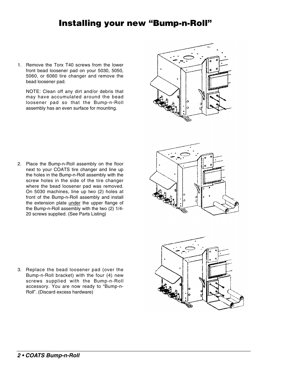 Installing your new “bump-n-roll | COATS Kit 8183491, Bump-n-Roll User Manual | Page 2 / 4