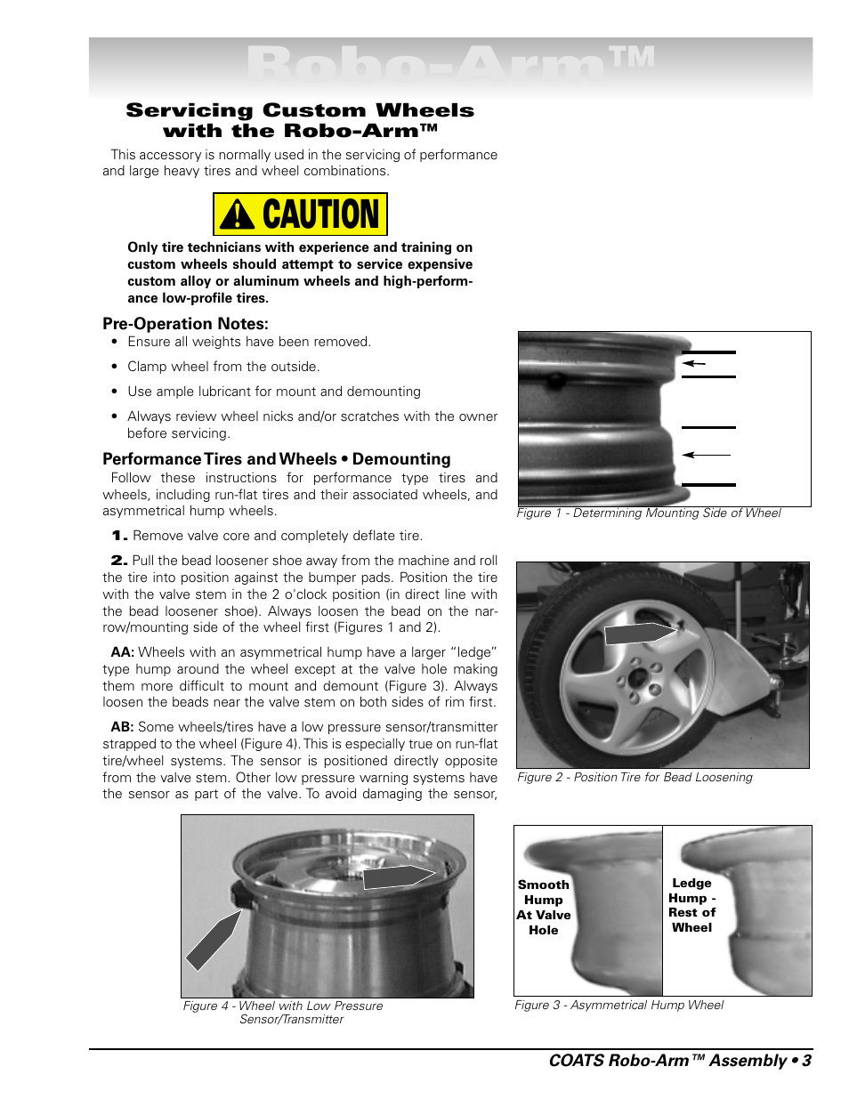 Robo-arm, Caution, Servicing custom wheels with the robo-arm | COATS Kit 8184177 Robo-Arm and Accessory Kits User Manual | Page 3 / 8