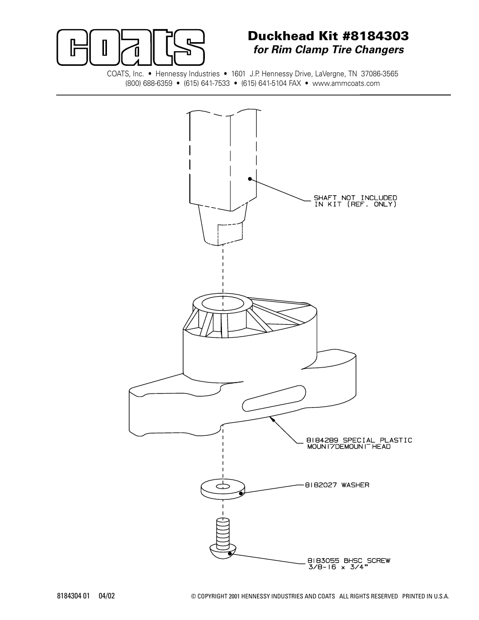 COATS Kit 8184303, Duckhead User Manual | 1 page
