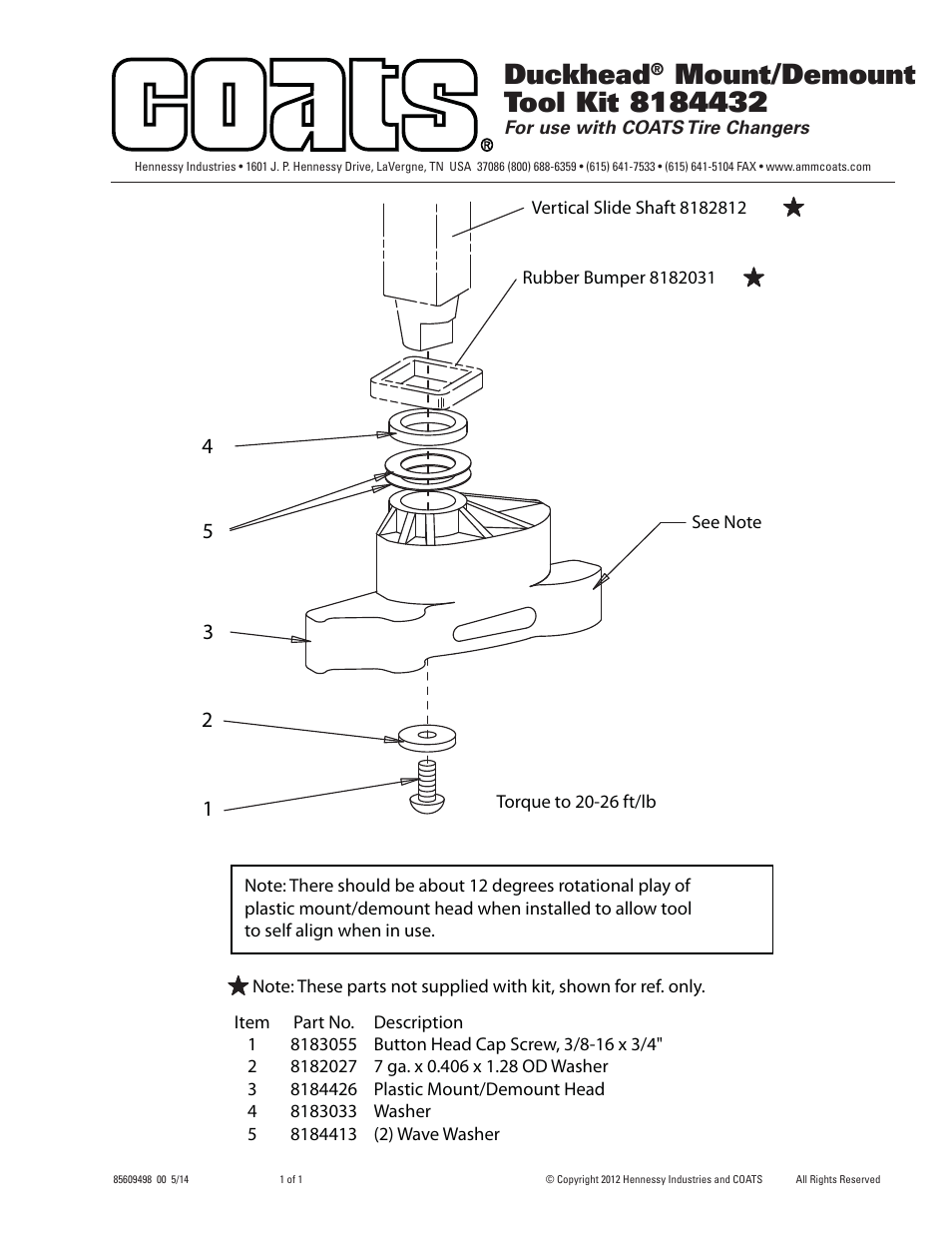 COATS Kit 8184432, Duckhead User Manual | 1 page