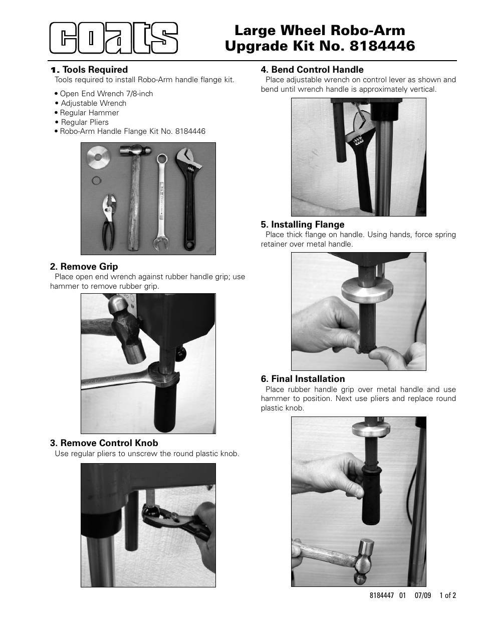 COATS Kit 8184446, Robo Arm Upgrade User Manual | 2 pages
