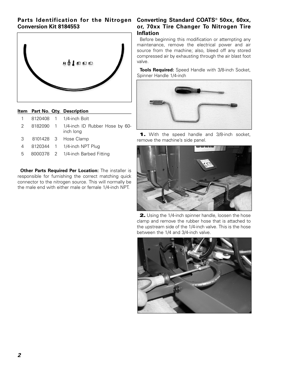 COATS Kit 8184553, Nitrogen Inflation System User Manual | Page 2 / 8
