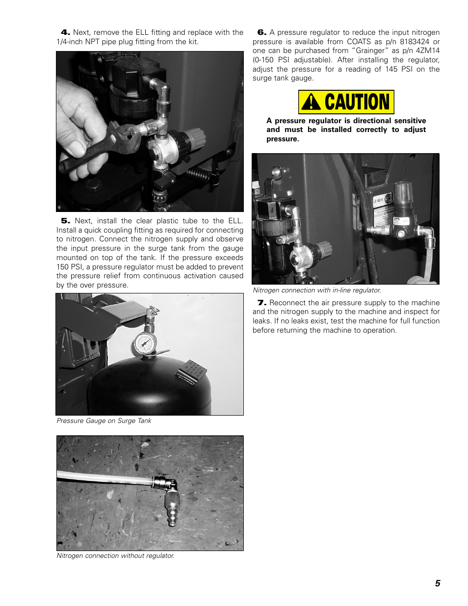Caution | COATS Kit 8184553, Nitrogen Inflation System User Manual | Page 5 / 8