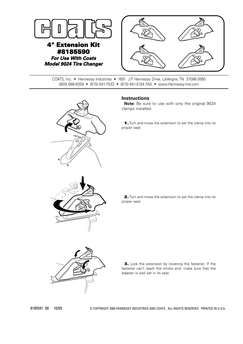 COATS Kit 8185590, Clamp Extension User Manual | 1 page