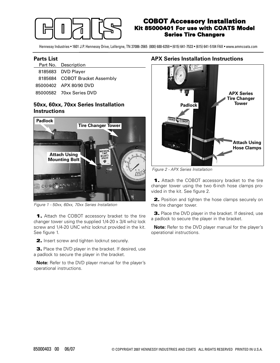 COATS Kit 85000401, COBOT Accessory User Manual | 1 page