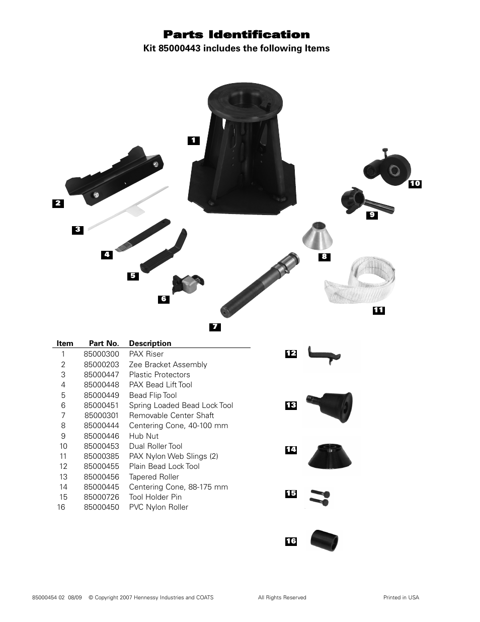 Parts identification | COATS Kit 85000443, PAX Accessory User Manual | Page 4 / 4