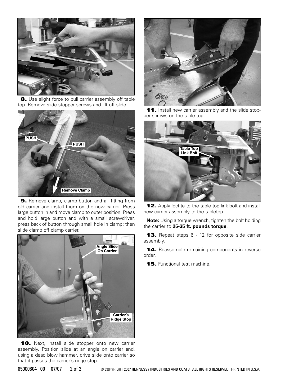 COATS Kit 85000805, Carrier User Manual | Page 2 / 2