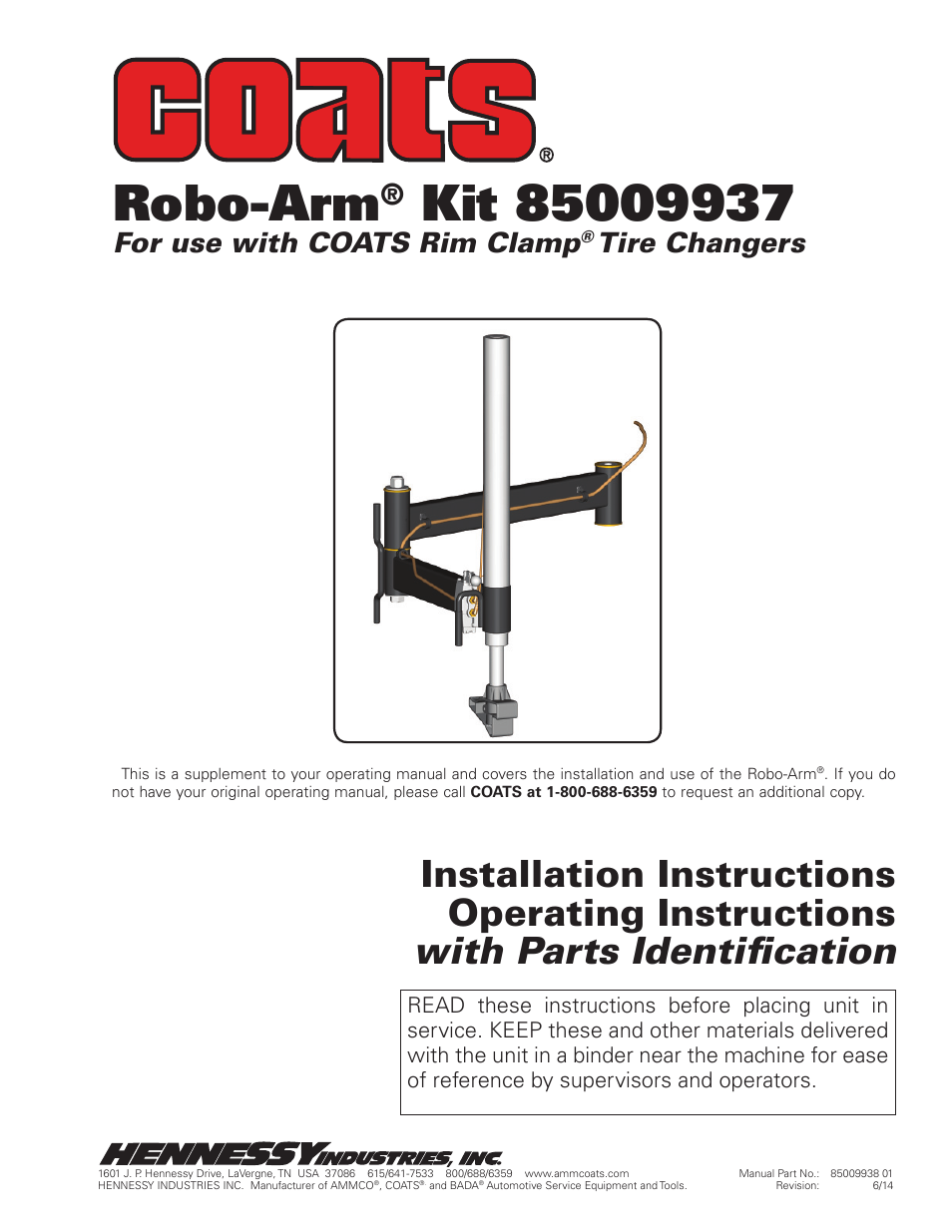 COATS Kit 85009937 Robo-Arm User Manual | 8 pages