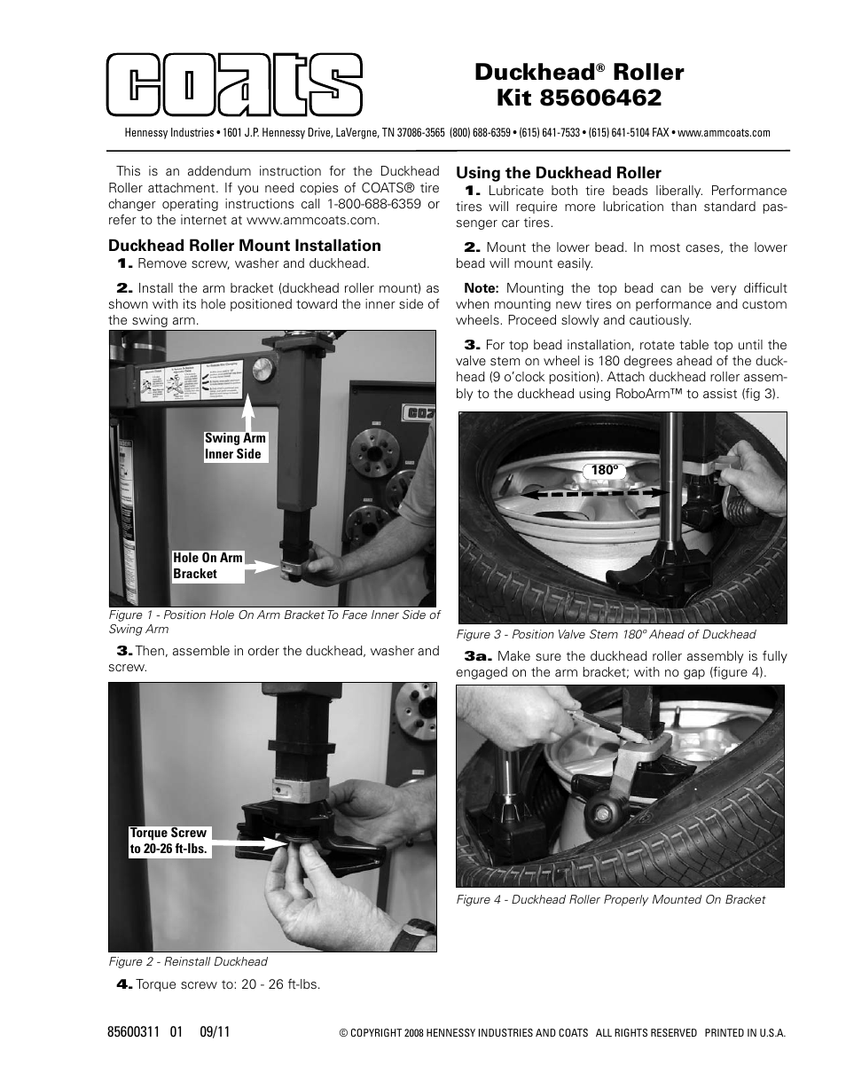 COATS Kit 85606462, Duckhead Roller User Manual | 2 pages