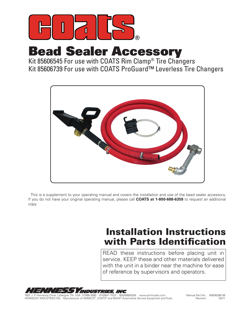 COATS Kit 85606545, Kit 85606739 Bead Sealer Accessory User Manual | 4 pages