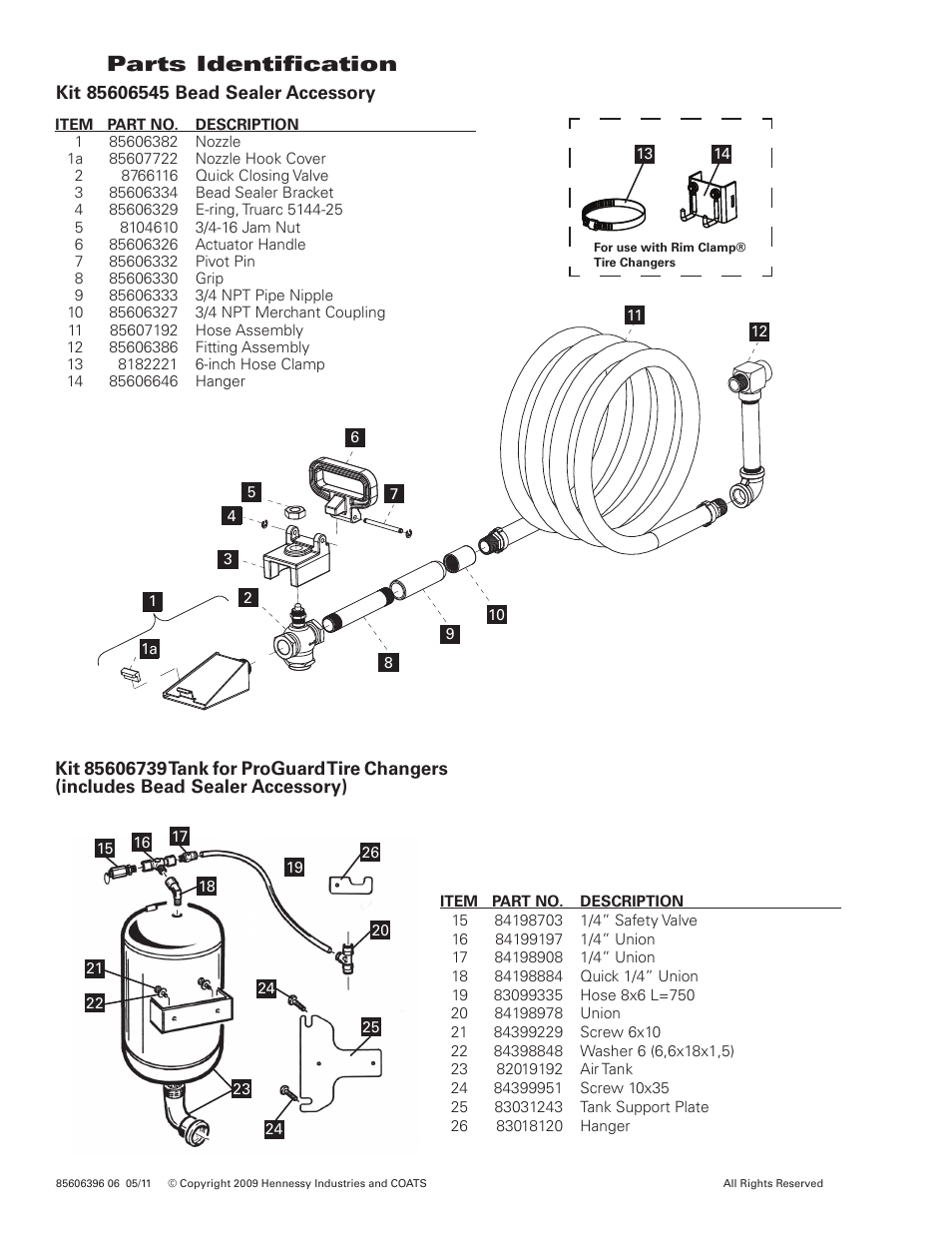 Parts identifi cation | COATS Kit 85606545, Kit 85606739 Bead Sealer Accessory User Manual | Page 4 / 4