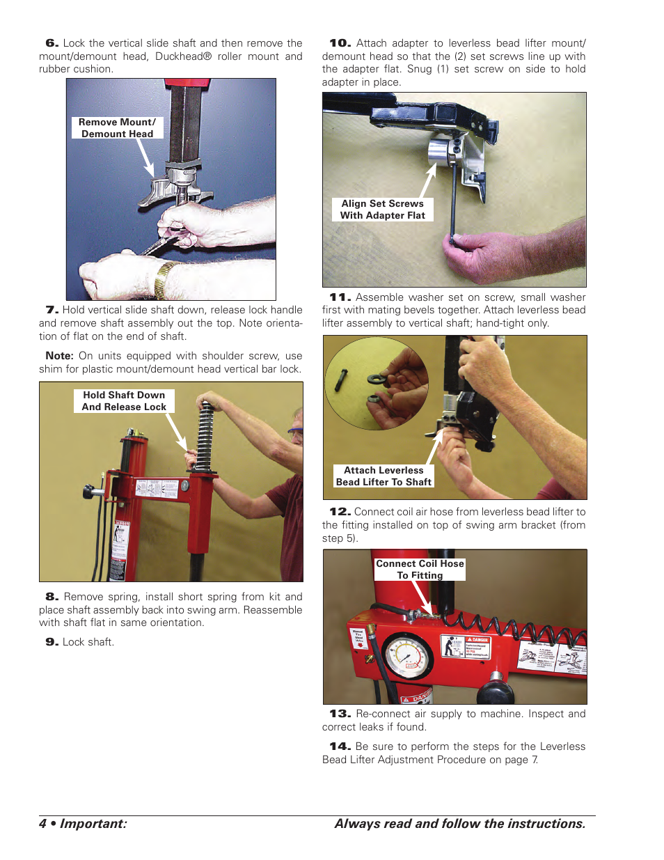 COATS Kit 85606689 Leverless Bead Lifter User Manual | Page 4 / 12