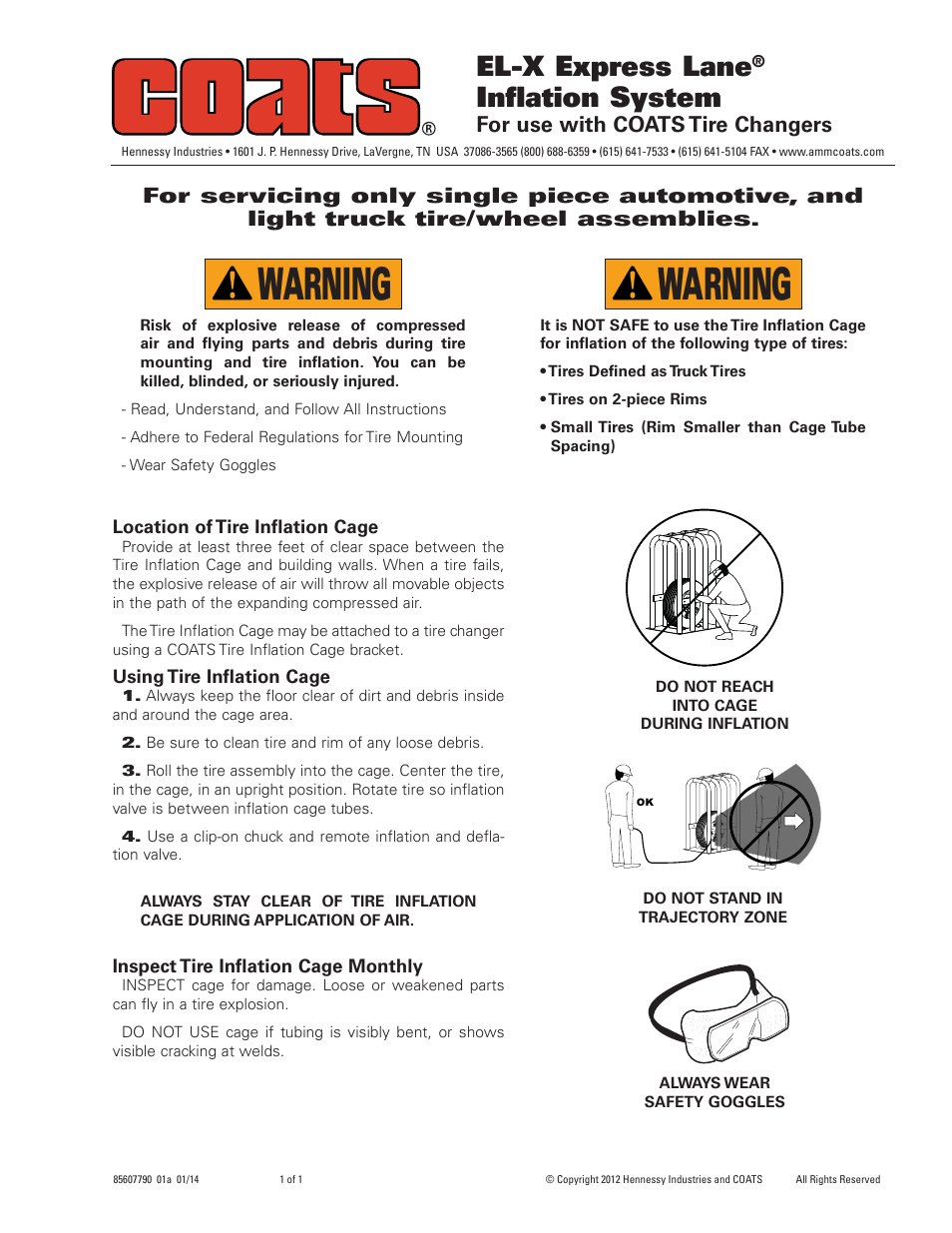 COATS Kit 85607770 Tire Inflation Cage User Manual | 1 page