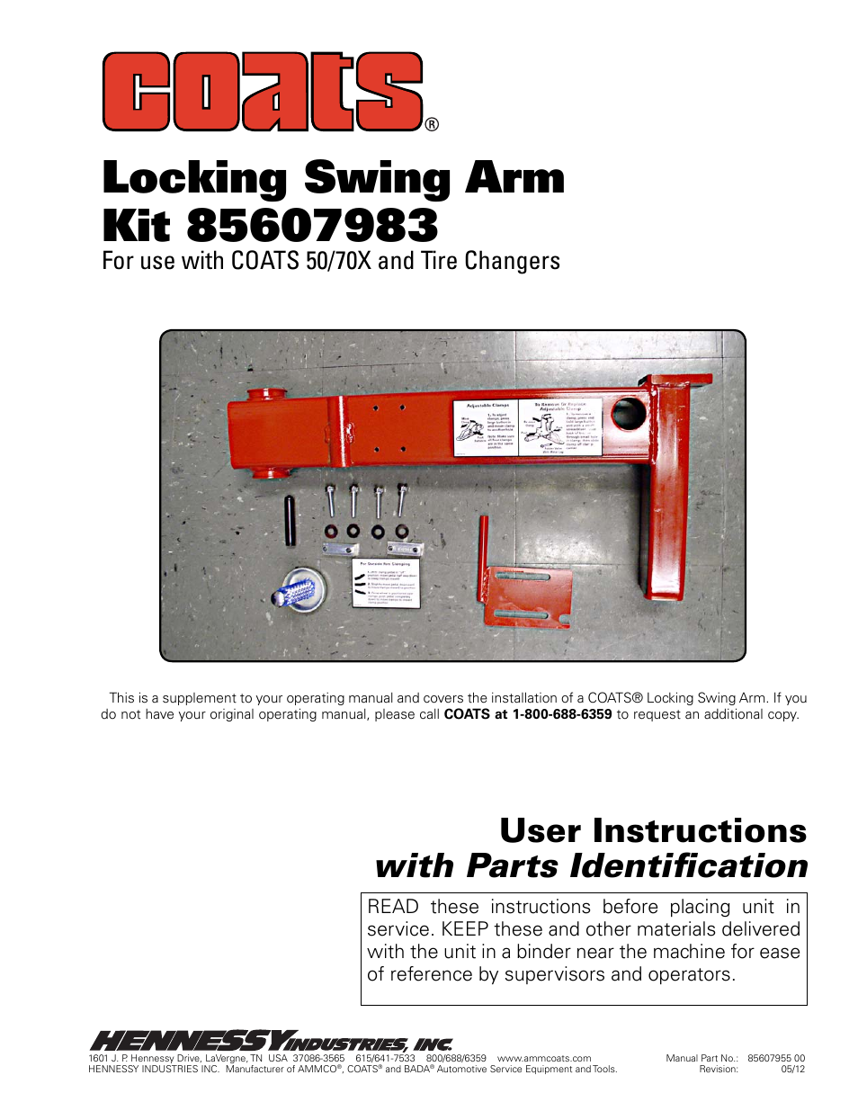 COATS Kit 85607983 Locking Swing Arm User Manual | 4 pages