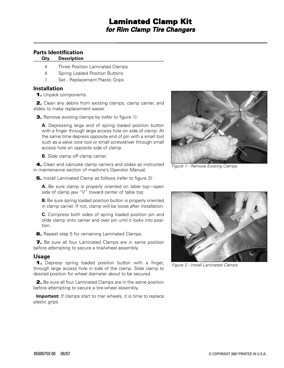 COATS Laminated Clamp Kit User Manual | 1 page