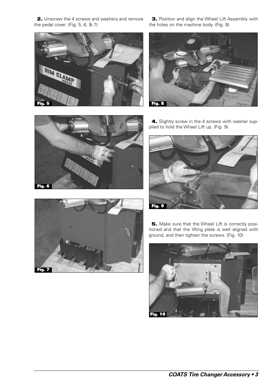 Coats tire changer accessory • 3 | COATS Wheel Lift for use with 9024E Rim Clamp Tire Changer User Manual | Page 3 / 8