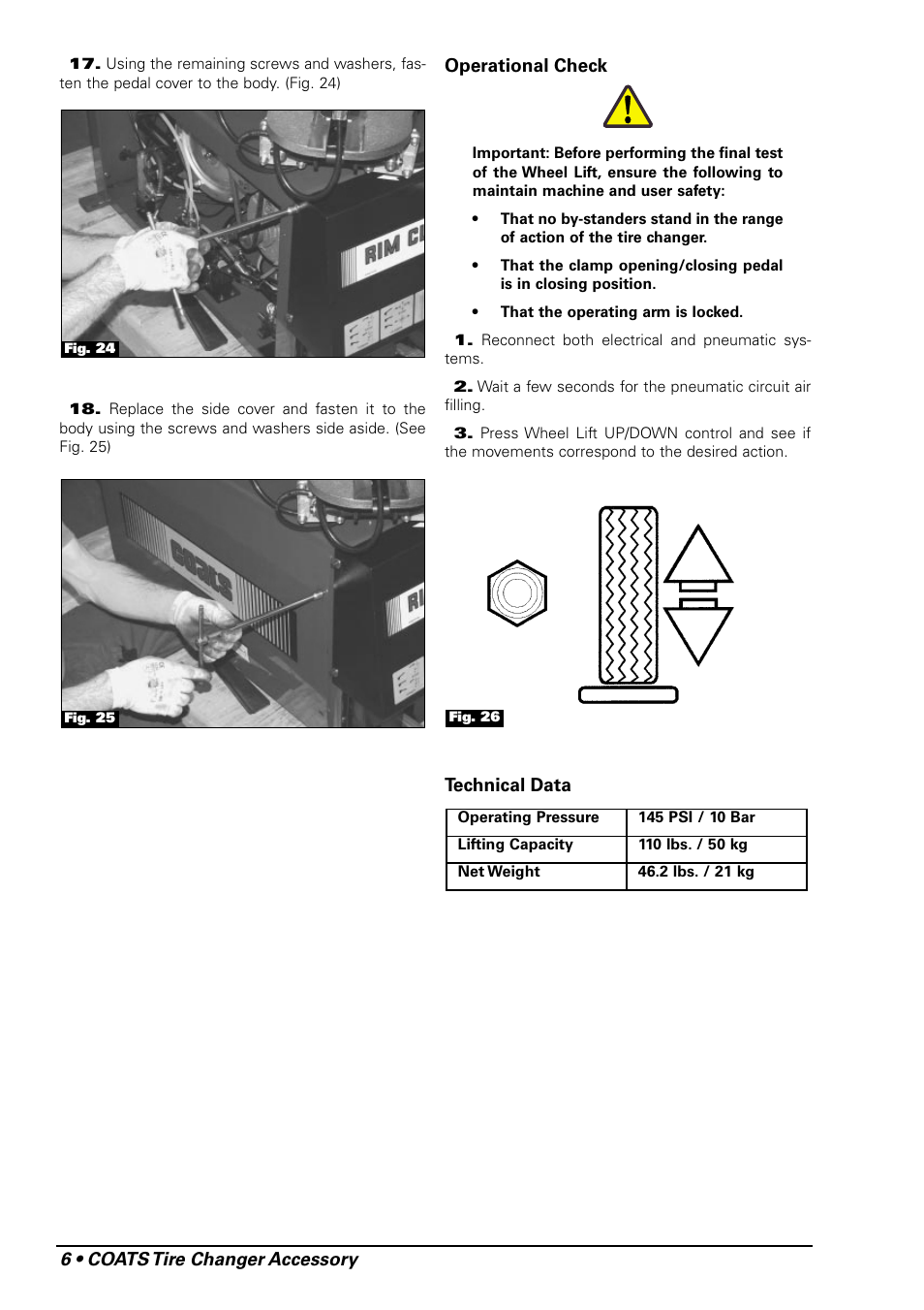 COATS Wheel Lift for use with 9024E Rim Clamp Tire Changer User Manual | Page 6 / 8