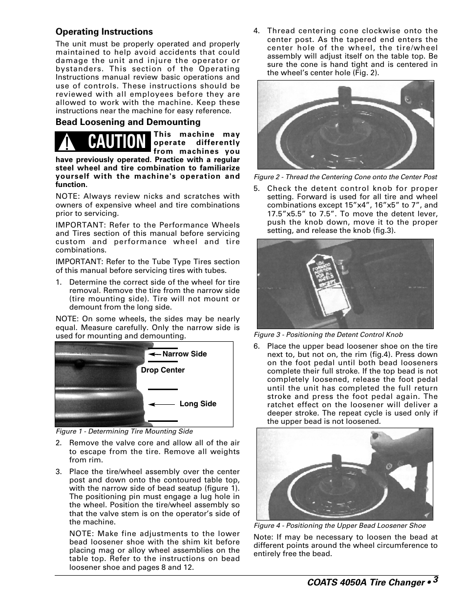 Caution | COATS 4050A Tire Changer User Manual | Page 5 / 16