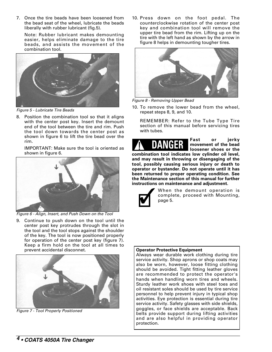 Danger | COATS 4050A Tire Changer User Manual | Page 6 / 16