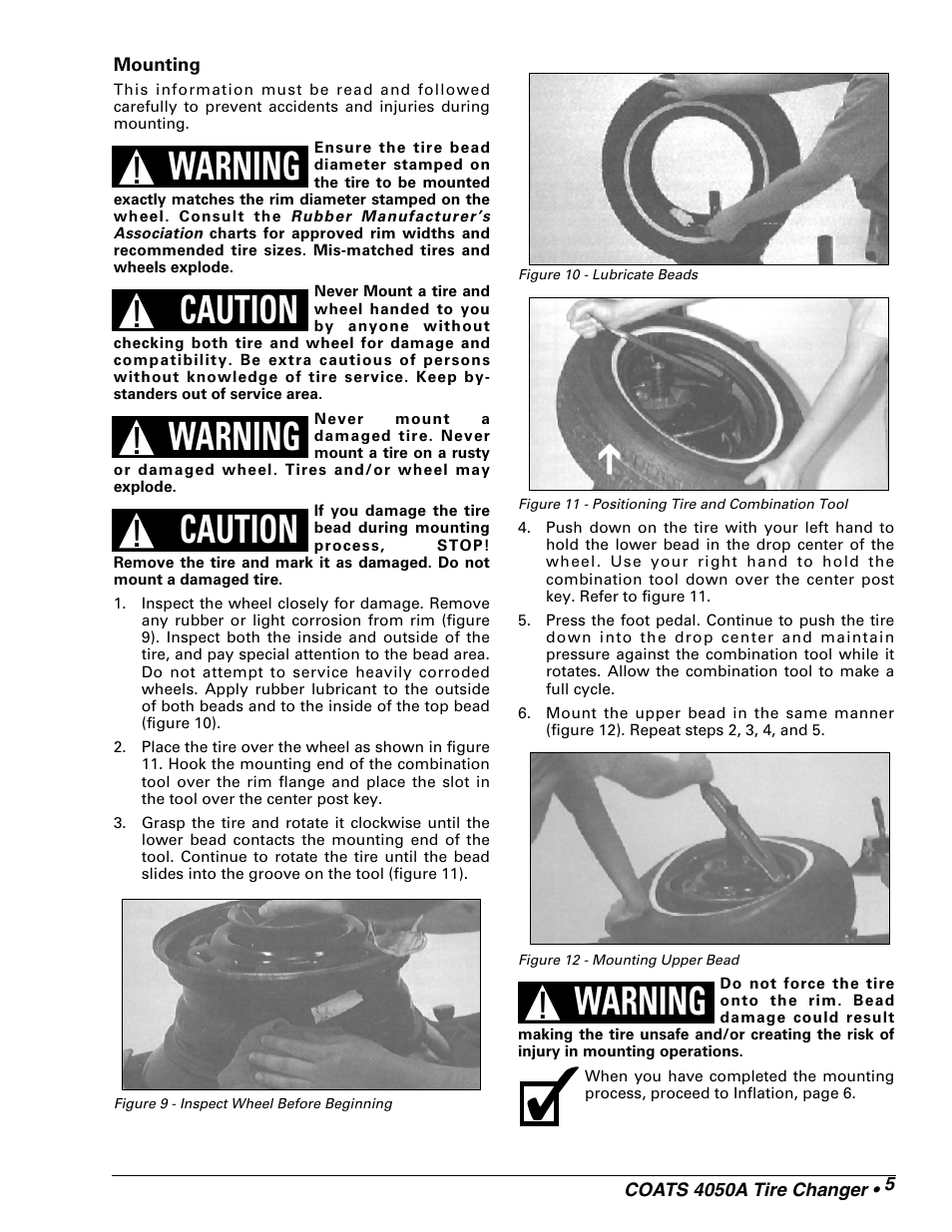 Warning, Caution | COATS 4050A Tire Changer User Manual | Page 7 / 16