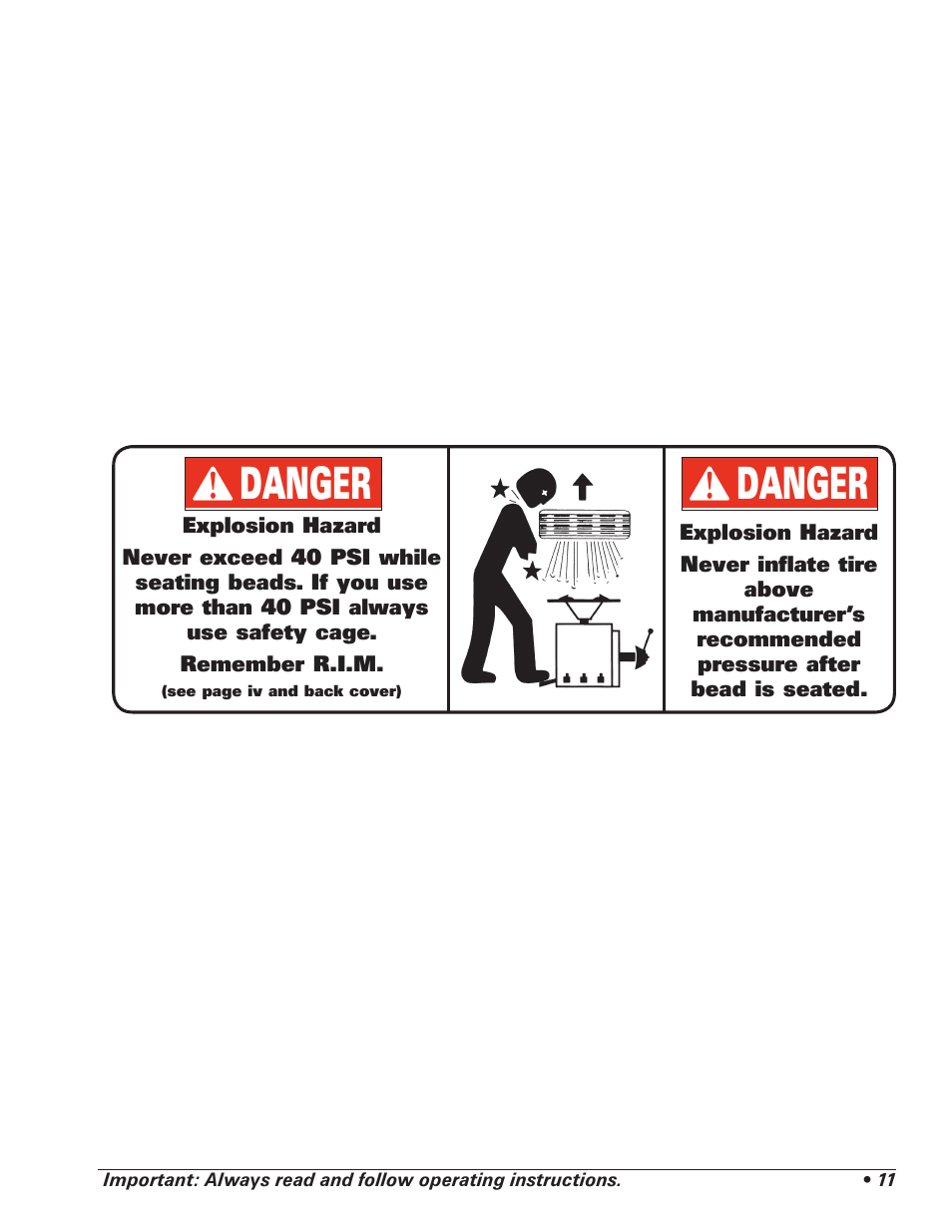 Danger | COATS 4070 Tire Changer User Manual | Page 15 / 24
