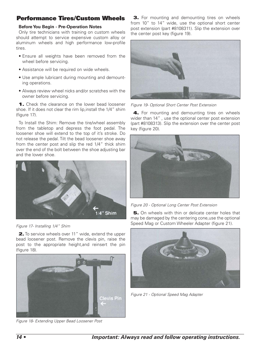 Performance tires/custom wheels | COATS 4070 Tire Changer User Manual | Page 18 / 24
