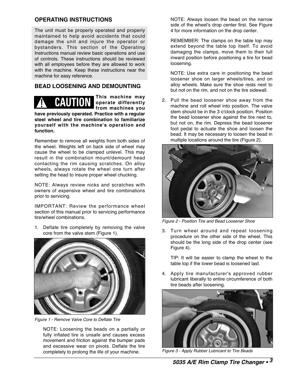 Caution | COATS 5035 A/E Tire Changer User Manual | Page 5 / 18