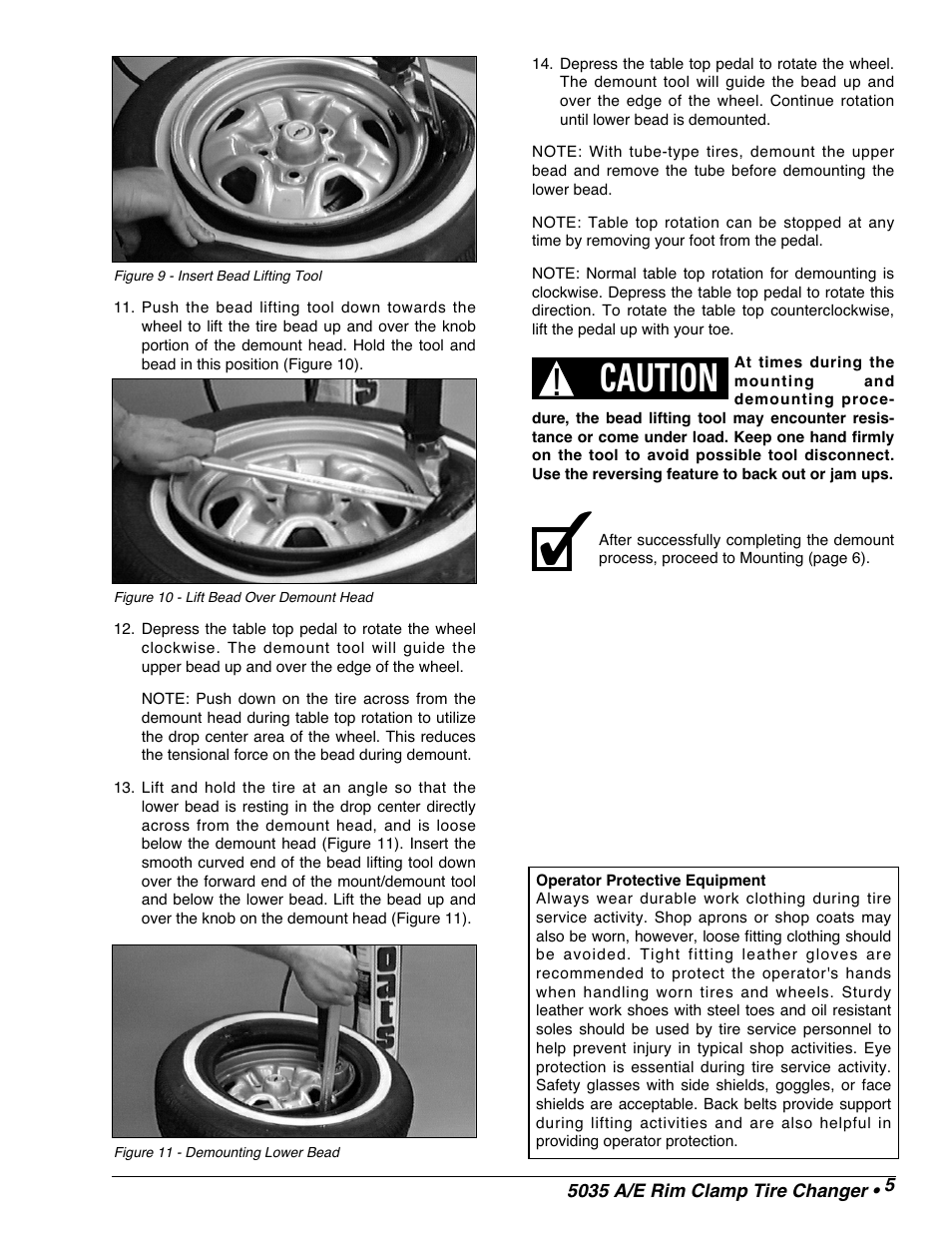 Caution | COATS 5035 A/E Tire Changer User Manual | Page 7 / 18