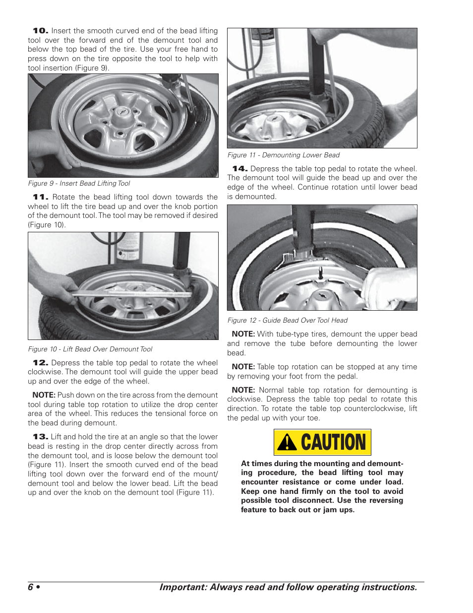 Caution | COATS 5040 A/E Tire Changer User Manual | Page 10 / 28