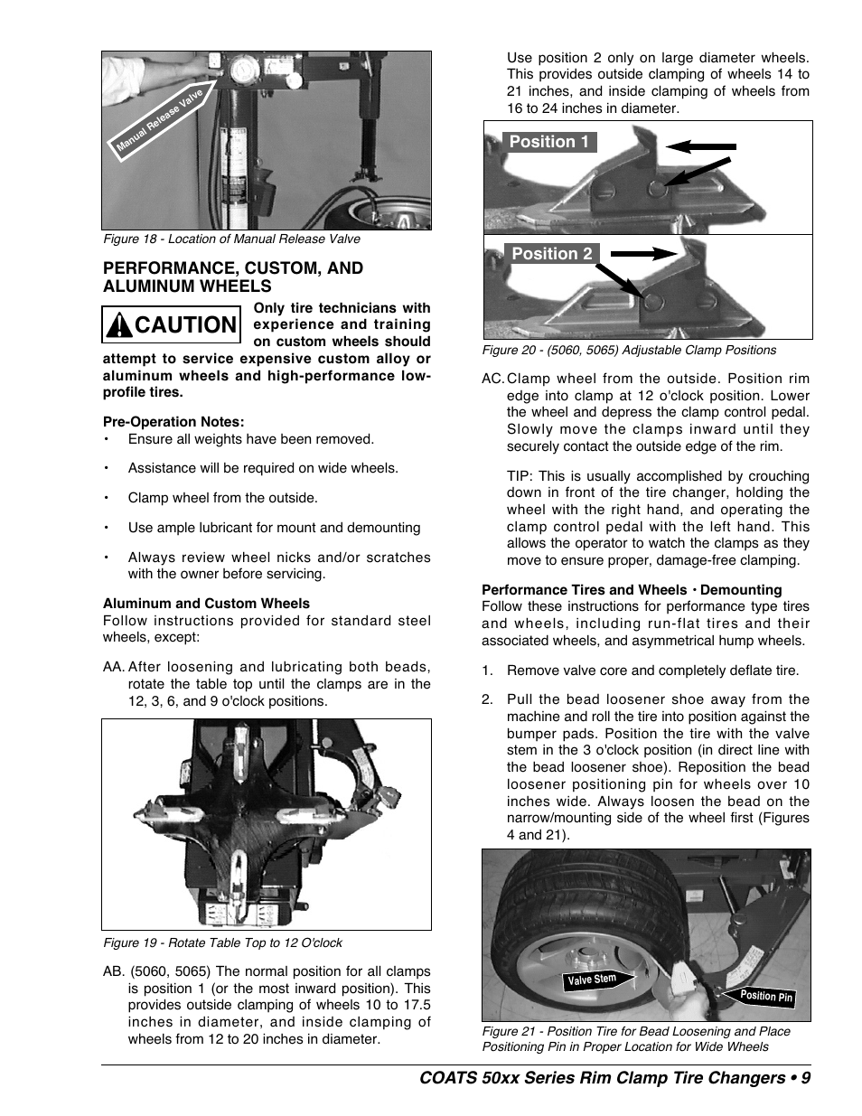 Caution, Coats 50xx series rim clamp tire changers • 9 | COATS 50xx Series Tire Changer User Manual | Page 11 / 20