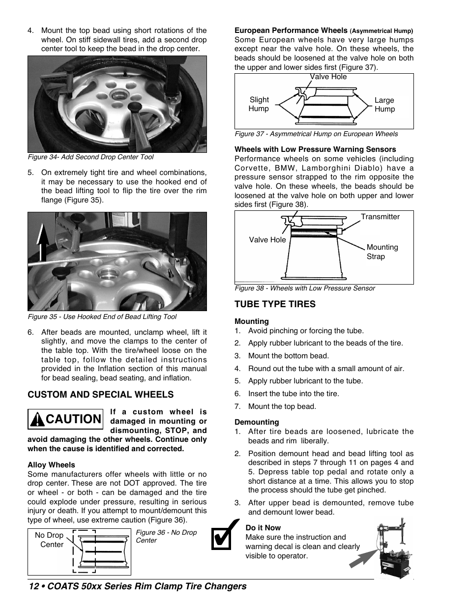 Caution | COATS 50xx Series Tire Changer User Manual | Page 14 / 20