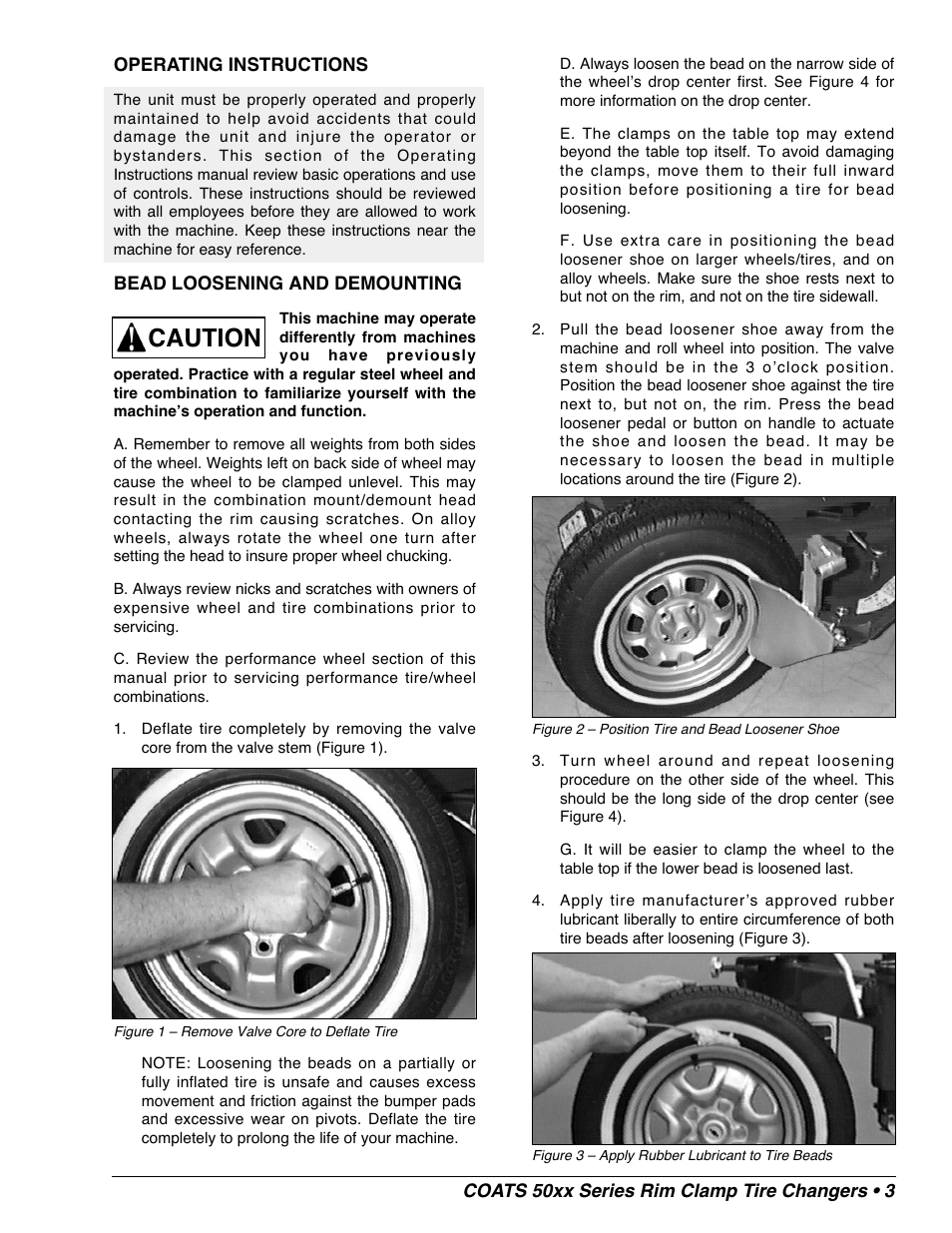 Caution | COATS 50xx Series Tire Changer User Manual | Page 5 / 20