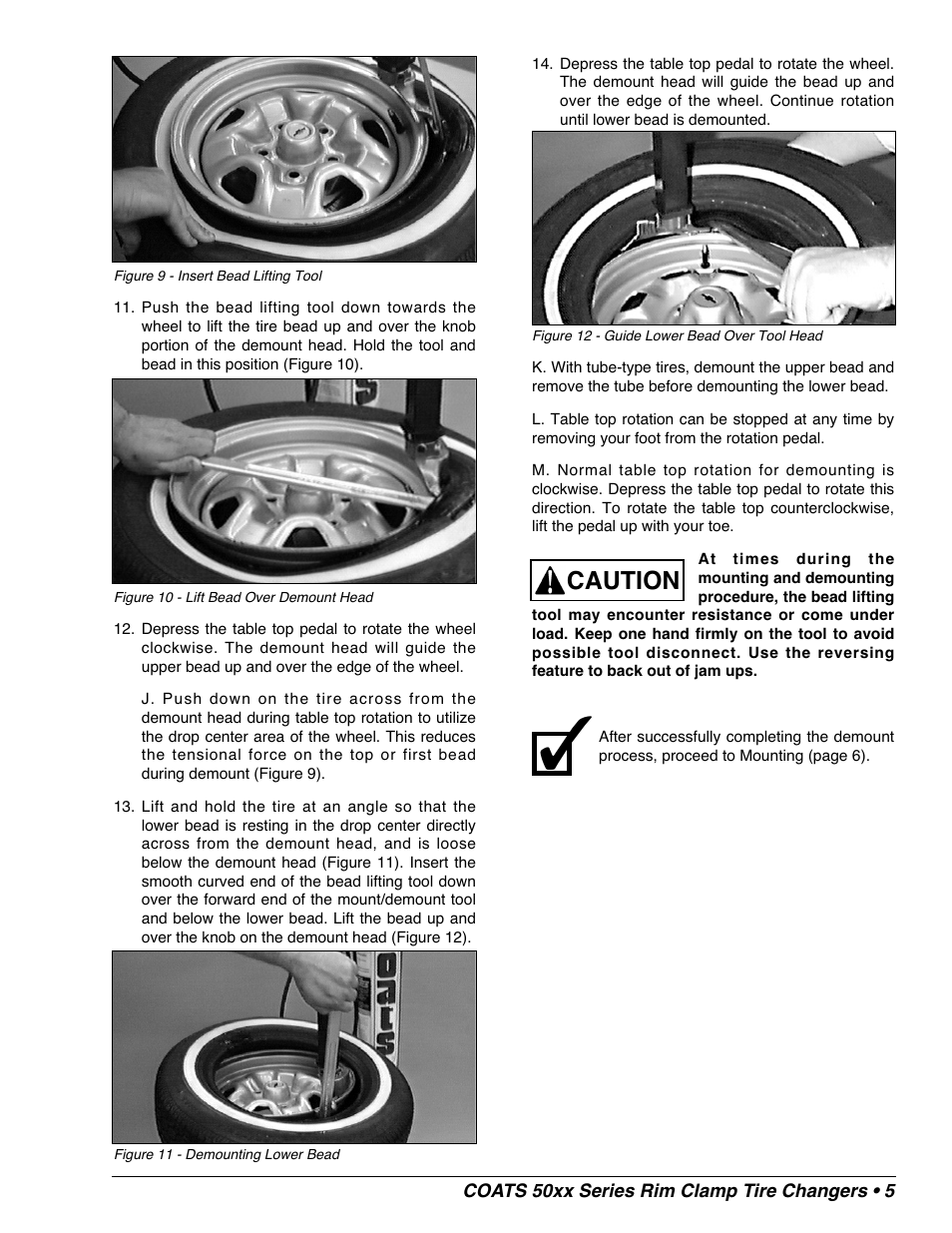 Caution | COATS 50xx Series Tire Changer User Manual | Page 7 / 20