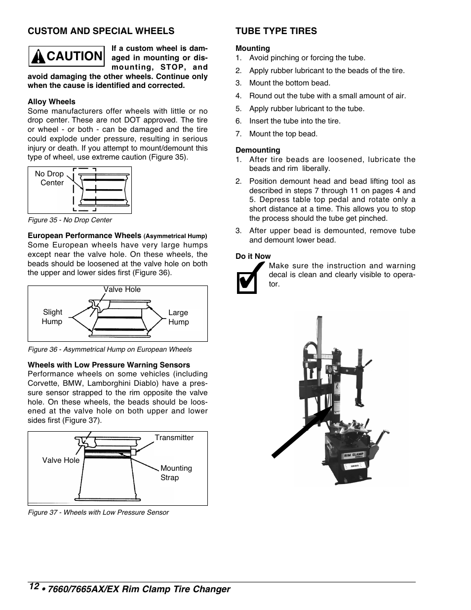 Caution | COATS 7665 AX/EX Tire Changer User Manual | Page 14 / 20