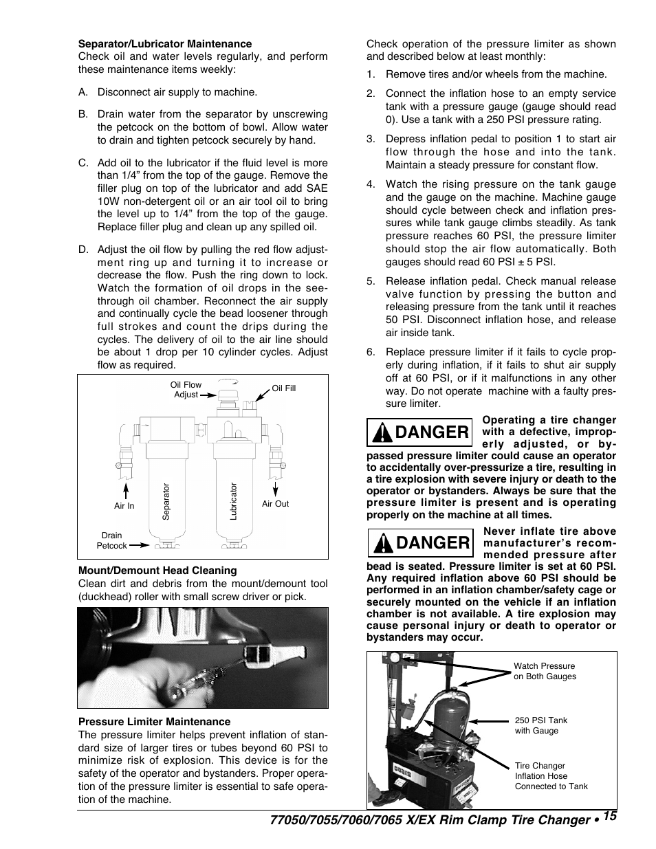 Danger | COATS 7665 AX/EX Tire Changer User Manual | Page 17 / 20