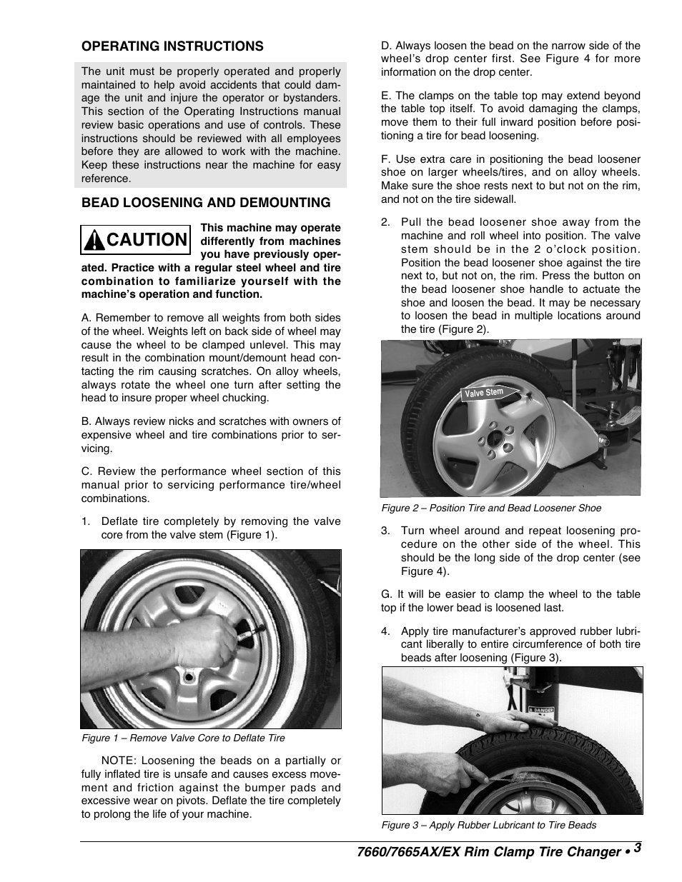 Caution | COATS 7665 AX/EX Tire Changer User Manual | Page 5 / 20